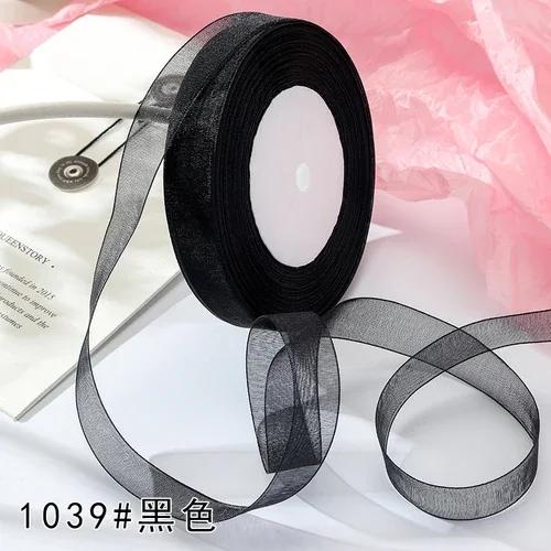 15mm 50yards/roll organza ribbons gift wedding Party Christmas decoration wrapping lace Handmade DIY Fabric White chiffon Ribbon