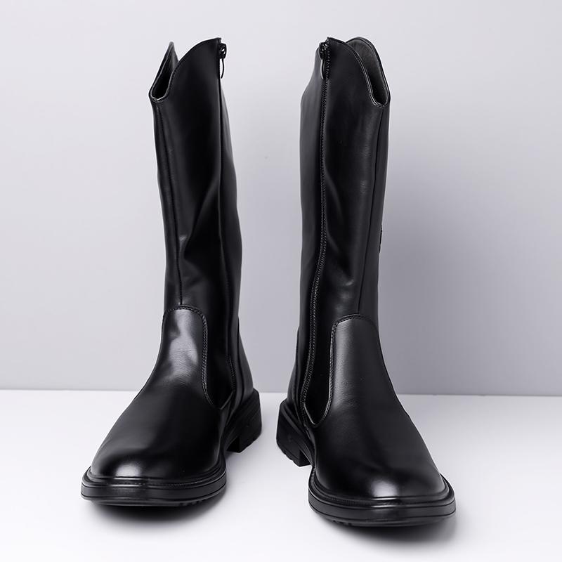 Men’s Motorcycle Boots Western Boots Black Jockey Boots Casual Street Style Cool Brown High Boots Plus Size