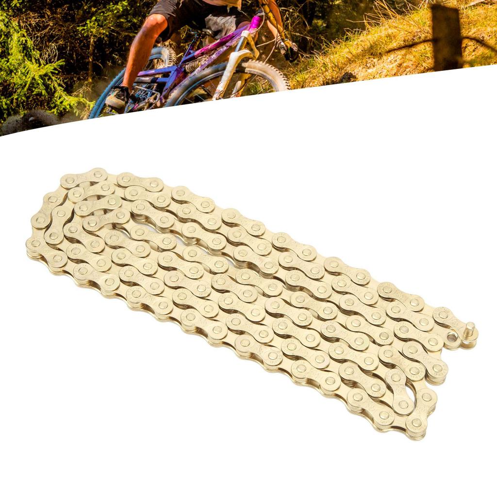 8 Speed Bicycle Chain Universal Carbon Steel Mountain Road Bike Chain Replacement for Outdoor Cycling Gold