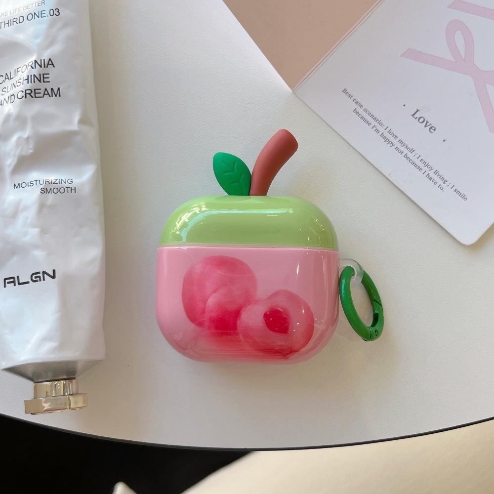 INS Wind Oil Painting Peach Earphone Cover for Apple AirPods 1 /1 Generation Creative Cartoon Shell PRO1/PRO1