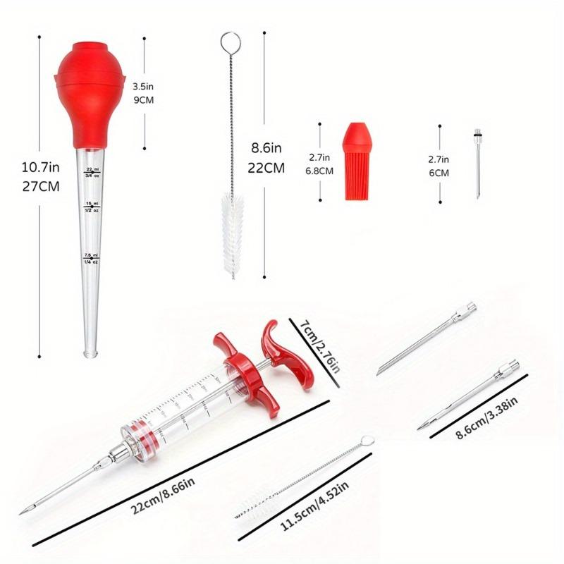 Meat Marinade Injector Syringe Kit with Needles for Cooking Flavoring Steak Poultry Turkey and Chicken Essential Kitchen Tool