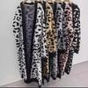 New Leopard Print Knitted Cardigan Women's Long Loose Large Size Imitation Mink Casual Fashion Sweater Jacket