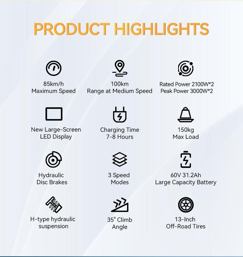 OOTD T90 4200W Off-road Scooter, 85 Km/h, 31.2 Ah Battery, 100 Km Range, Hydraulic Brakes, Suitable for Adults