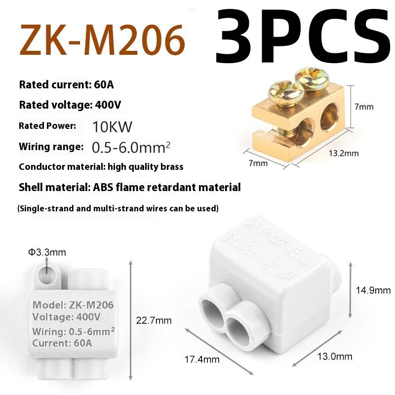 1/3PCS Screw Wiring Terminal Block High Power 1 In Multiple Out Cable Splicing 60A/400V 1-6mm2 Wire Connector