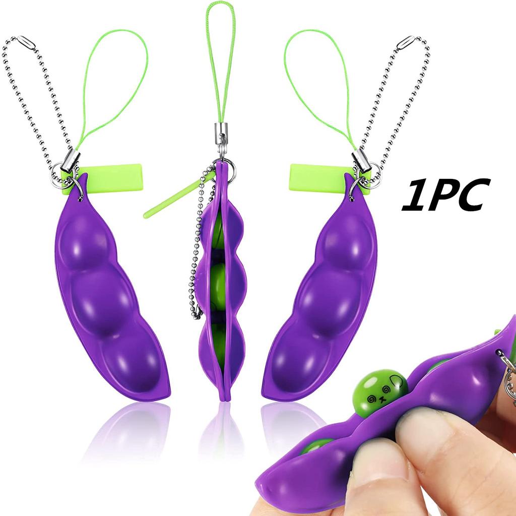 Fidget Toys Decompression Edamame Toys Squishy Squeeze Beans Keychain Cute Stress Adult Toy Rubber Girls Boys Xmas Gift