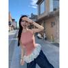 New Niche Slim-fit Spice Girl Plaid Top Design Sense Irregular Splicing Sleeveless Sling Vest Women's Summer