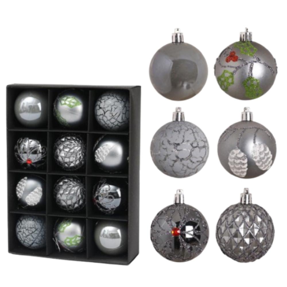 12pcs Shatterproof Painted Christmas Balls Pendant  Home New Year Festival Gift