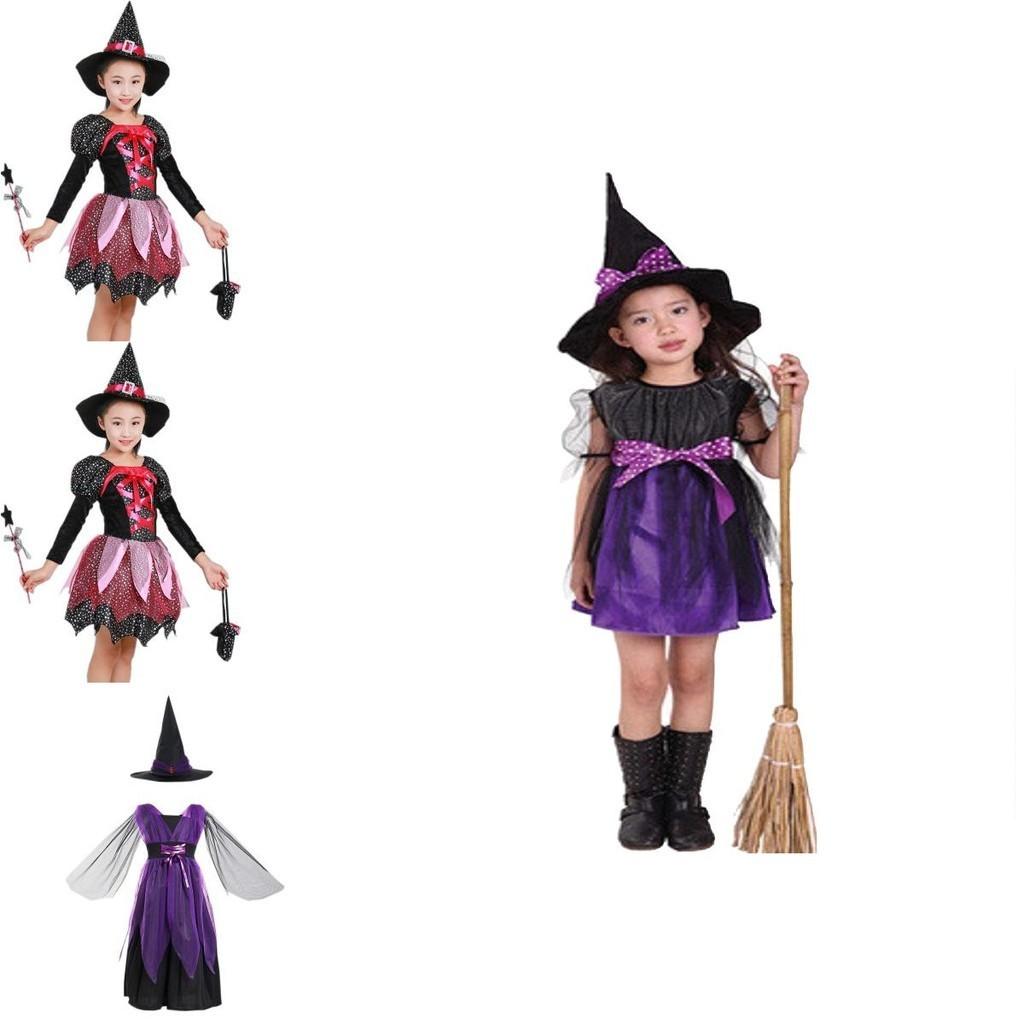 Magical Baby Girl Gown Halloween Cosplay Witch Costume For Teens With Puff Sleeves