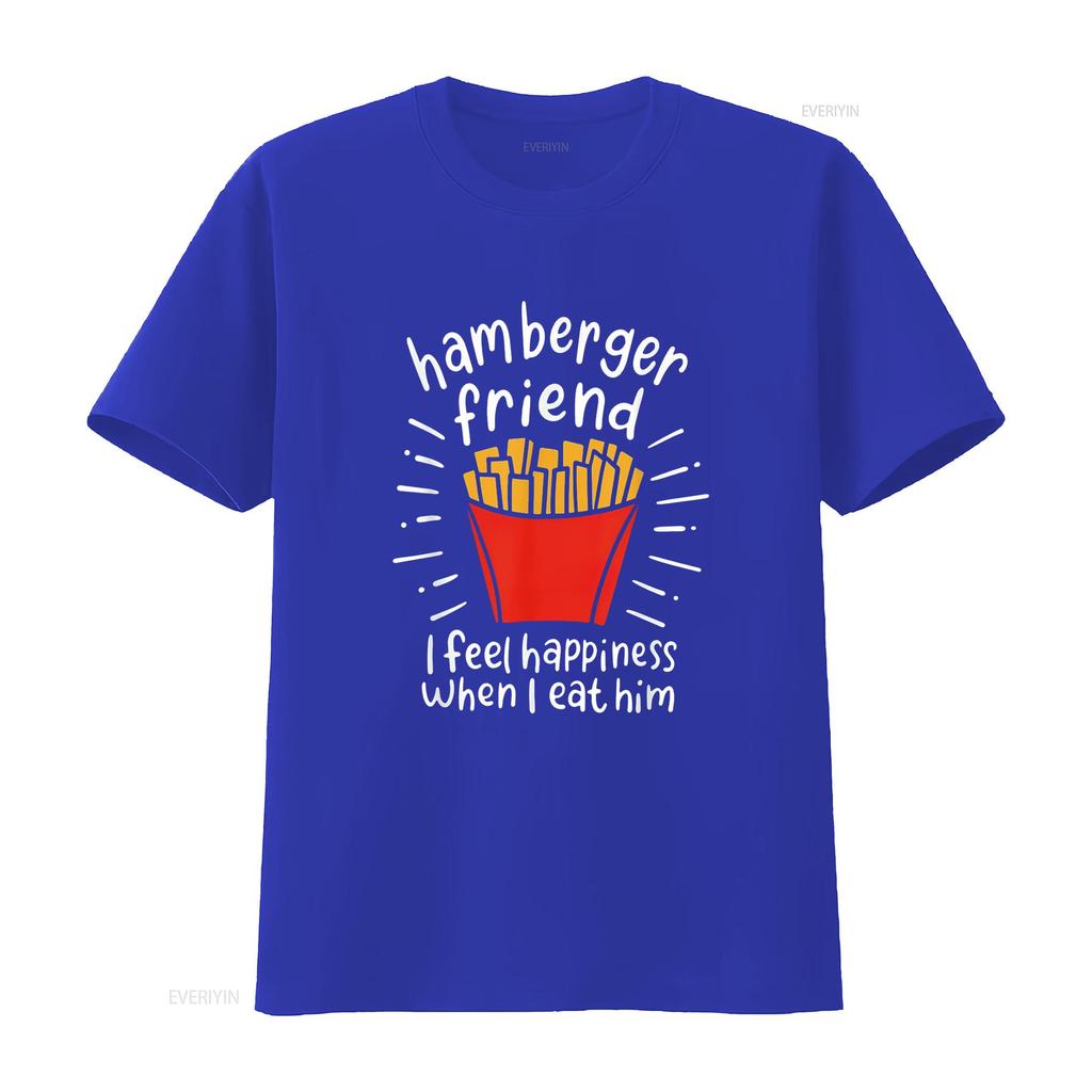 Womens Hamberger Friend I Feel Happiness When Eat A Him Funny T Shirt Black vintage Washed Stretched graphic Casual Comfortable