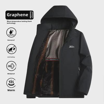 Men's Graphene Cotton Coat: Thick, Plus Velvet, Outdoor Winter Jacket for Dad.