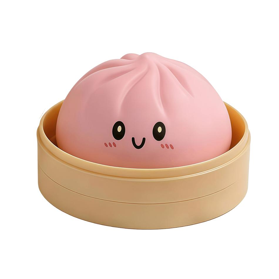 2026 New Cute Baozi Squishy Toy Stress Relief Steamed Bun Squeeze Toy with Bamboo Steamer Box Slow Rebound Desk Decor Gift