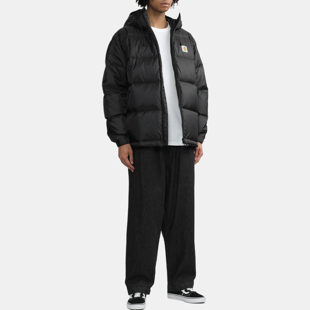 Carhartt WIP Loose Comfortable Solid Color Zipper Drawstring Hooded Quilted Down Jacket Men Jackets Black CHXDNF23A004LBKX