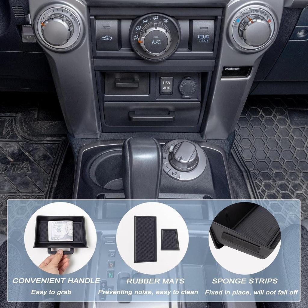 JKCOVER Upgrade 2PCS Center Console Storage Drawer Compatible With Toyota 4Runner 2014- 2024 Accessories Cubbies Organizer Extra Storage(ABS