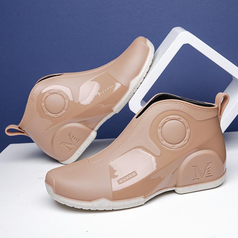 

Новые модные водные туфли, дождевые туфли, мужские короткие двухслойные резиновые сапоги, водонепроницаемые и износостойкие, рабочие, для улицы, для автомойки, для кухни 44