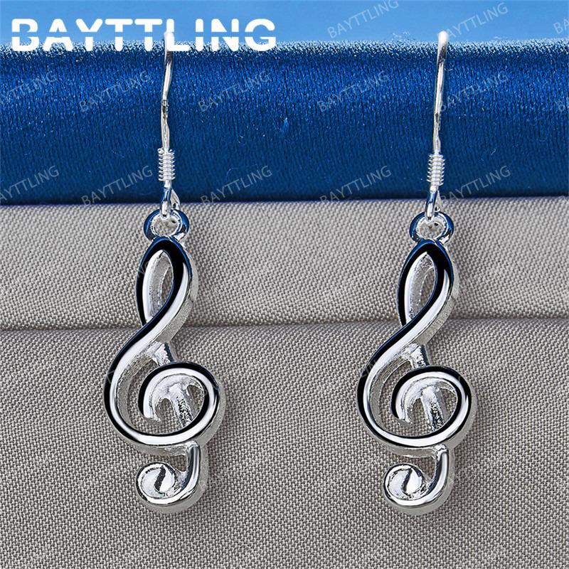 Luxurious 925 Sterling Silver Fine Note Earrings for Women Fashion Wedding Gift Accessories Jewelry