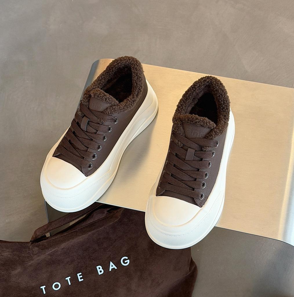 Leder Samt Muffin Schuhe Damen Winter neu dicksohlige vielseitige Freizeitschuhe erhöhend warme Baumwollschuhe