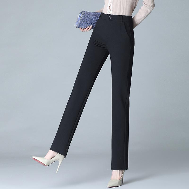 

Женские брюки-костюмные с высокой талией, утягивающие, прямого кроя - Свободные, эластичные, больших размеров, повседневные для весны и осени 4XL