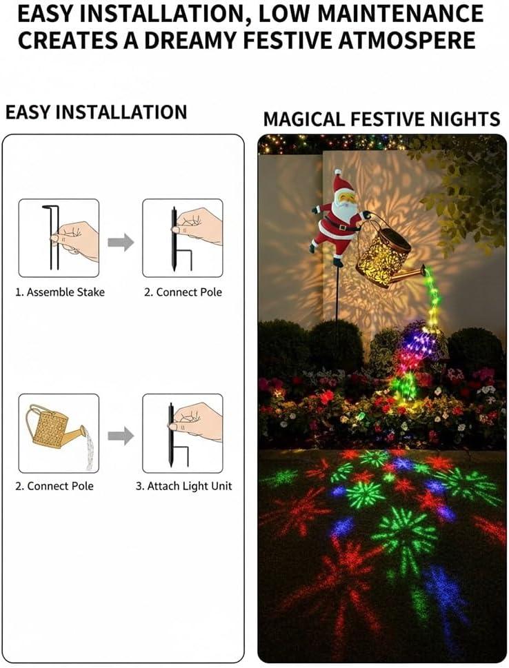Outdoor Solar Hanging Kettle Light Solar Santa Garden Lights Solar Santa Watering Can Lights For Garden And Pathway Garden Decor
