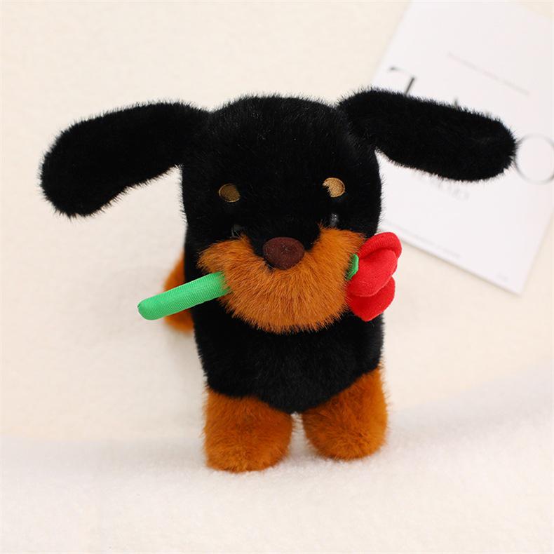 Adorable Sausage Dog Plush Toy: Cute Puppy with Rose - Ideal Gift for Girlfriend or Lover