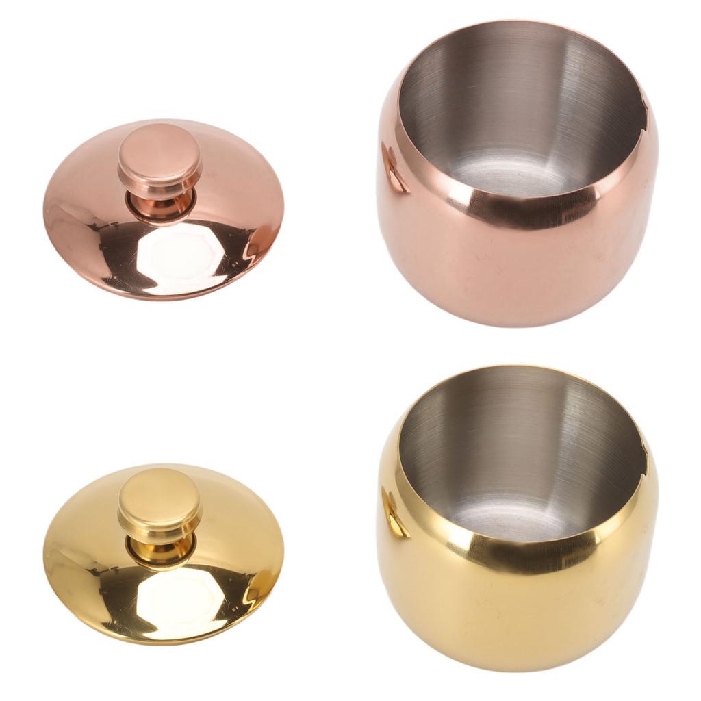 Stainless Steel Gold Seasoning Condiment Pot Spice Salt Sugar Pepper Container Jar Storage Organizer
