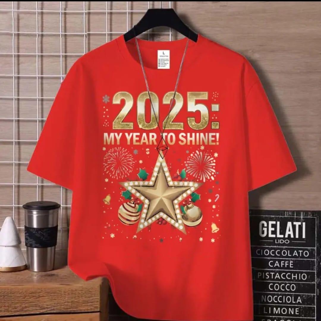 

2025 Новогодняя футболка для мужчин и женщин, модные повседневные футболки с коротким рукавом в парном стиле, свободные футболки унисекс, одежда, топы, уличная одежда 6XL