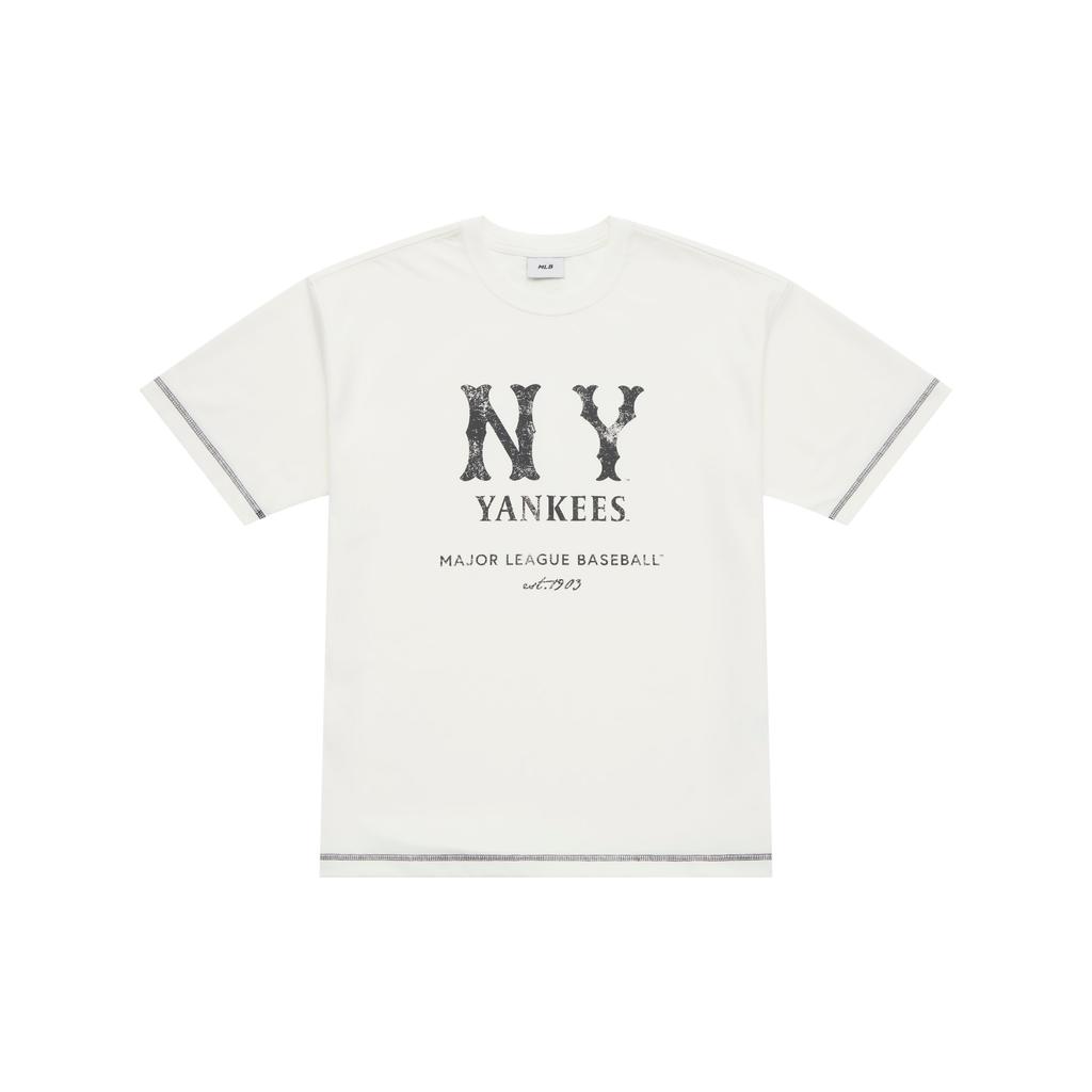 New MLB New York Yankees T Shirts Unisex Beige 3ATSB1153-50IVS