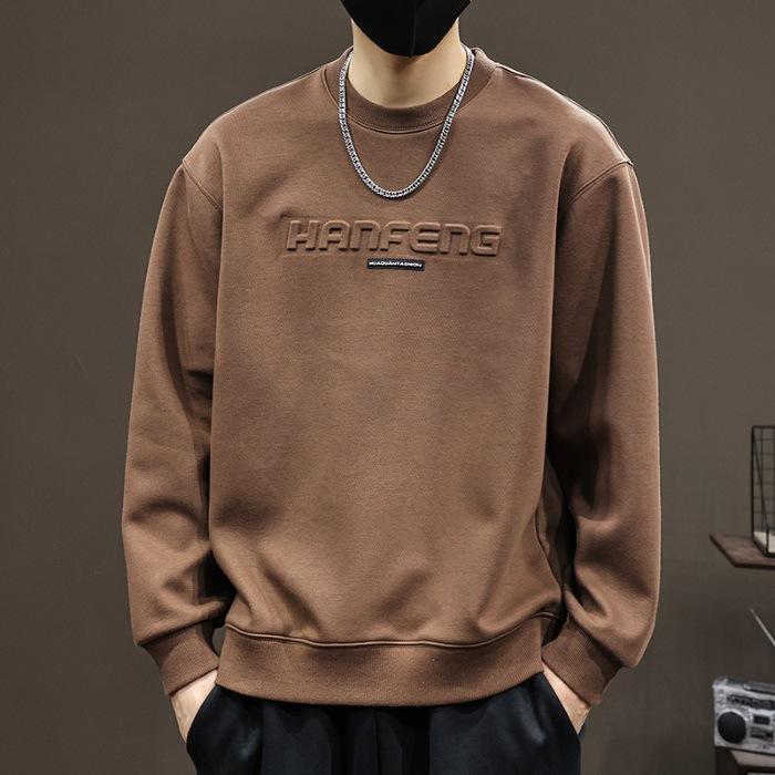 

Весенне-осенний трендовый свитер мужской с принтом алфавита, трендовый, свободный, повседневный, универсальный мужской свитер с круглым вырезом 4XL темно-коричневого