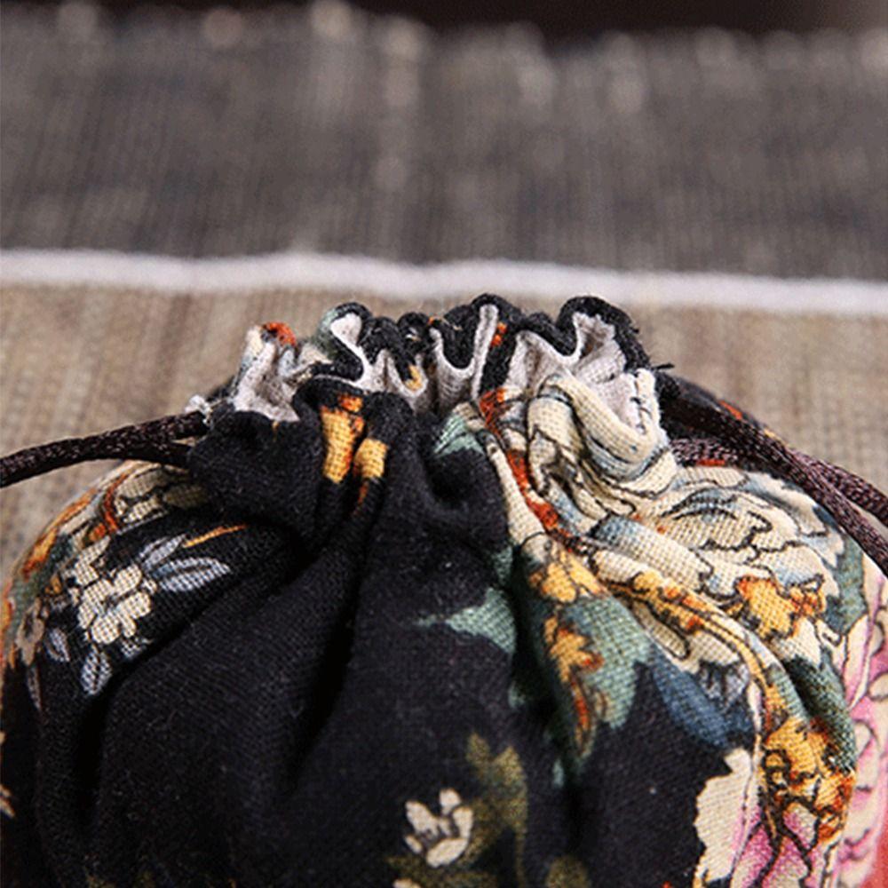 Pocket Cotton Linen Flower Pattern Teacup Bag Teaware Storage Bag Tea Tools Teapot Bundle Pocket