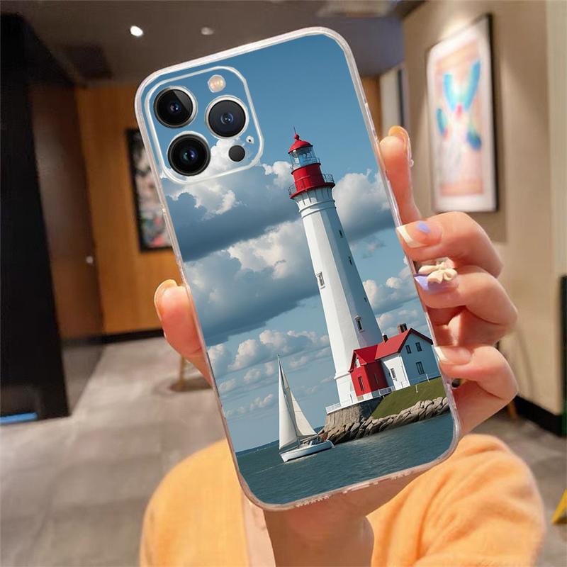 

Phone Case Carcasa Funda For iPhone 17 Pro Max Air 16 15 14 13 Pro Max 15 16 Pro 15Plus Lighthouse Case iphone 14