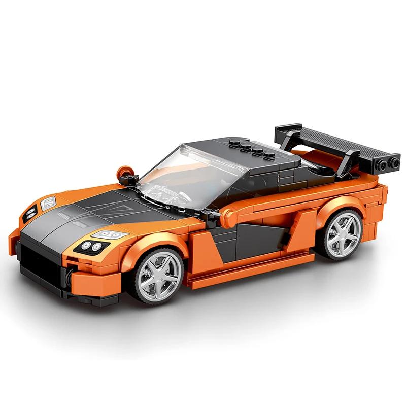 Orange Sports Car Building Block Creative City Vehicle Classic Car Model Bricks Desktop Display Kids Toys Holiday Gifts
