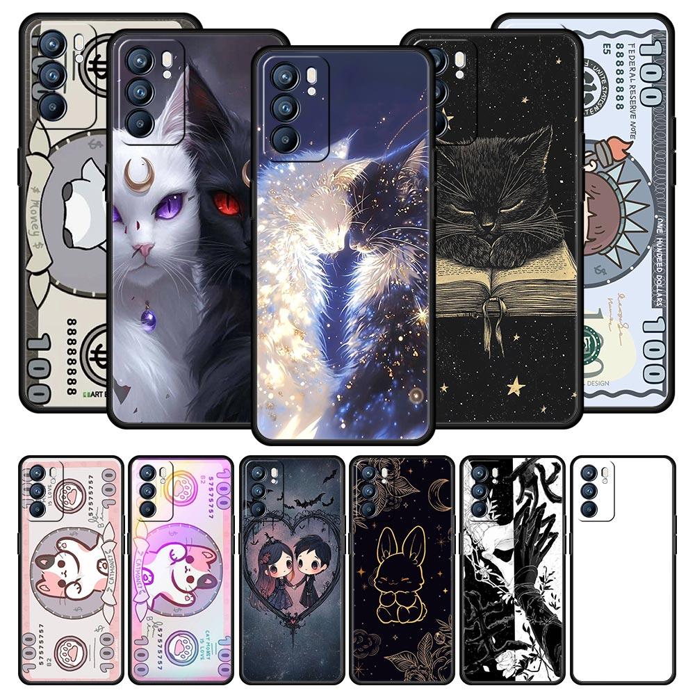 Cartoon Kunst Telefoonhoesje Voor Oppo Reno 13 12 11 10 7 F Find X5 X6 A98 A80 A79 A78 A57 A54 A31 A17 Pro 5G Zachte TPU Cover Fundas Tas