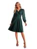 Women's 2024 Autumn/Winter New Casual V-Neck Solid Color Jacquard Dress