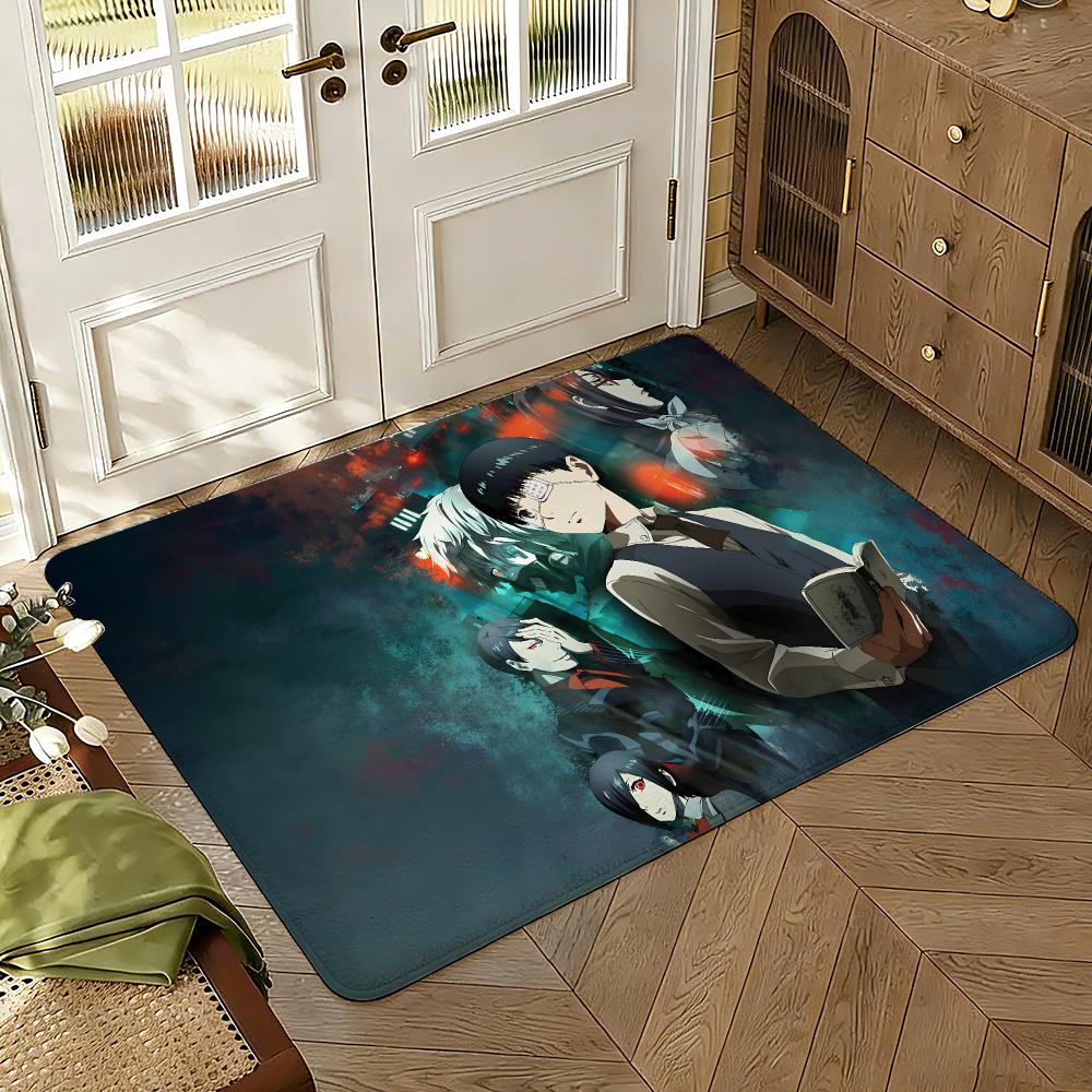 Tokyo Ghoul Floor Mat Soft Thickened Absorbent Non-Slip Bedroom Living Room Door Mat Home Decor Flannel Rugs