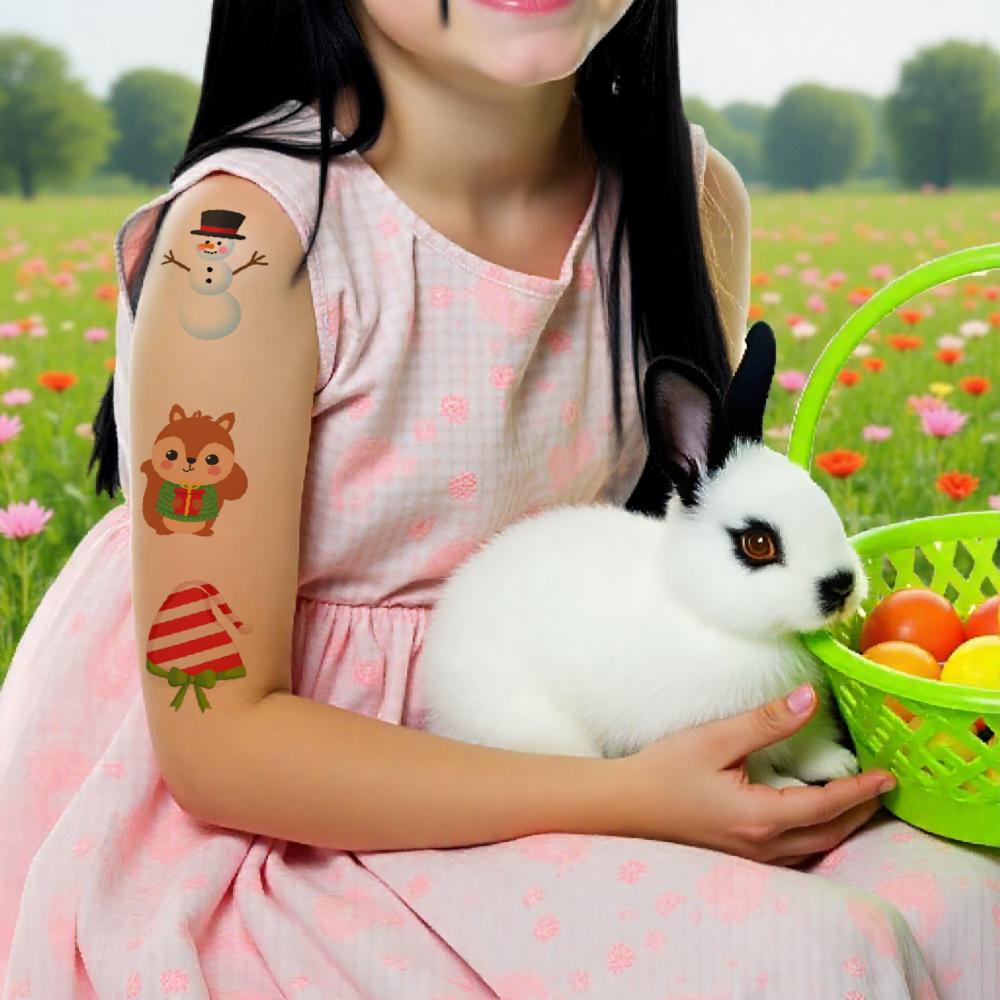 63pcs Temporary Tattoo Holiday Icons Cartoon Christmas Characters Temporary Tattoo Stickers For Boys Girls Cheeks