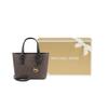 Michael Kors Mk Jet Set Monogram Color Block Coated Canvas And Leather Trim Tote Bag Shopping Bag Shoulder Crossbody Handbag Mini 35T9GTVT0B-BROWN-BLK