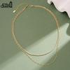 EFFIE QUEEN 925 Sterling Silver Tennis Layered Chain Necklace Simple Paperclip Stacked Chain Choker Trendy Accessories BQN48