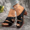 Women's Summer New Coarse Heel Sandals, European and American Fashionable Hollow Out High-heeled Sandals, Plus Size