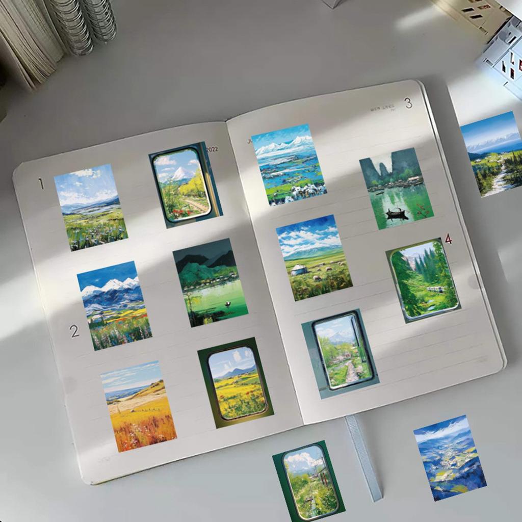 Ölgemälde-Aufkleber fangen die schönen Momente ein, die von Ölgemälden festgehalten werden.. Kleine und klare Hand-Konto-Material-Dekoraufkleber