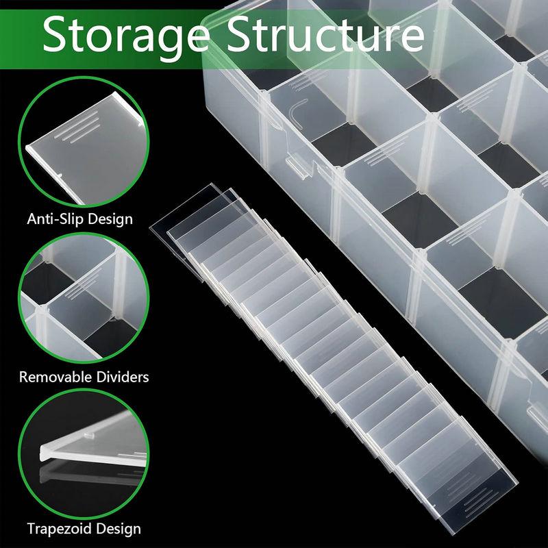 Large 24 Grids Plastic Organizer Box Adjustable Dividers Clear Storage Box for Jewelry, Art DIY Crafts, Washi Tapes, Beads