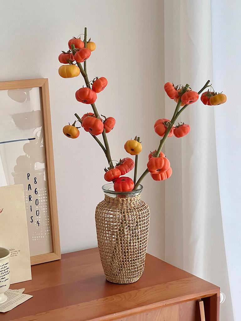 For Harvested Simulation Small Pumpkin Vase Decoration Living Room High-End Faux Een Plant Fruit Desktop Floral Art Decor