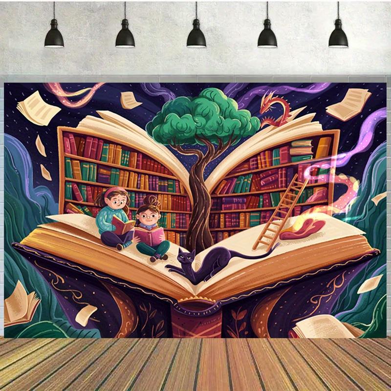 2D plane, huge book background fabric, home decoration, room decoration, party background decoration, polyester fiber