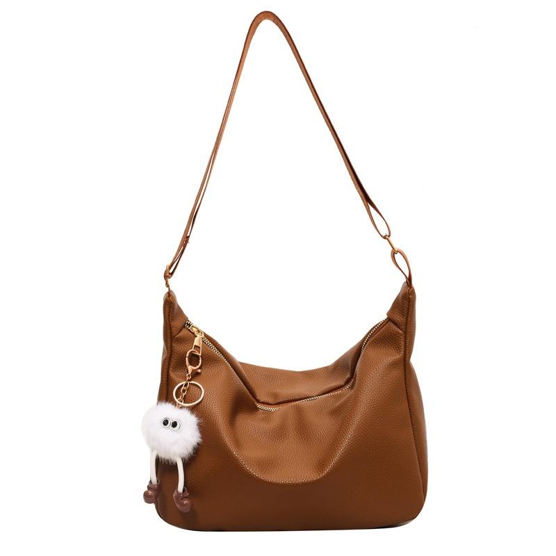 Popular bag women's new soft wide shoulder strap messenger bag textured shoulder tote bag
