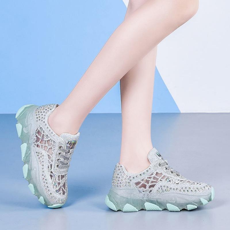 New Summer Lace Cool Women Casual Shoes 2025 Sheer Sheer Embroidery Mesh Breathable Sneakers Outdoor Lightweight Vulcanize Shoes