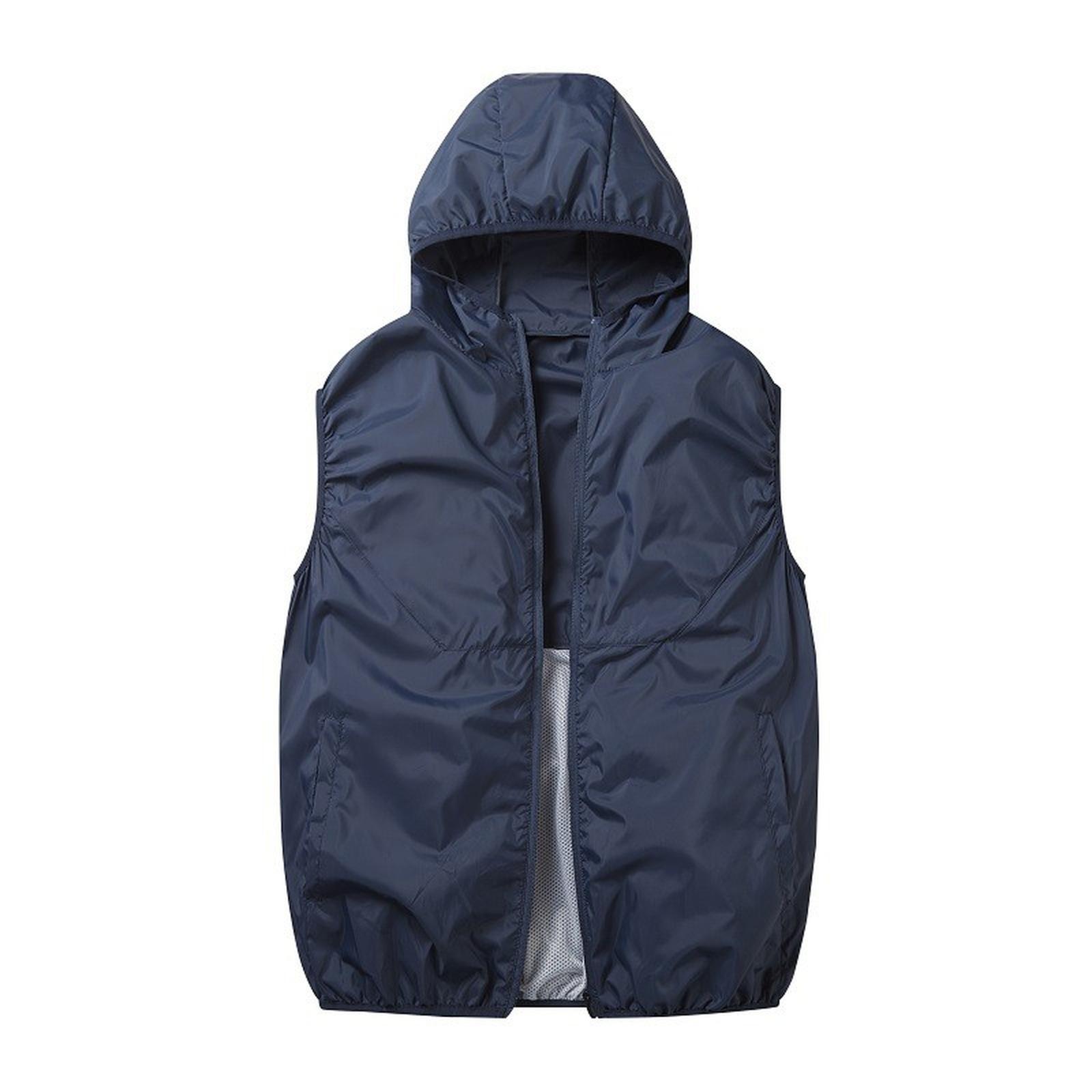 

Women s Summer Fan Jacket (Excluding Fan) Sleeveless Hooded Zipper Heatstroke Proof Solid Color Work Clothes L