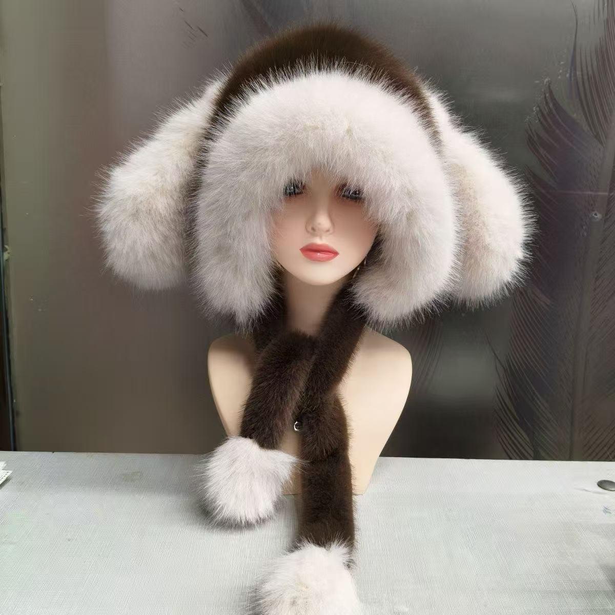 

Sweet Raccoon Faux Fox Ear Plush Winter Hat: Thick, Warm, Anti-Cold Protection