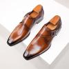 Men's Plus Size Genuine Leather Square Toe Monk Strap Shoes
