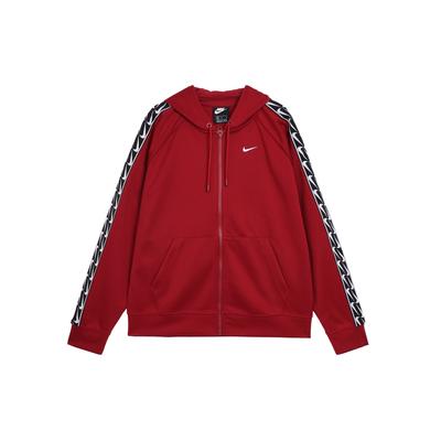 Loose Casual Zip Hooded Long Sleeve Jacket Women Jackets Red BV3448-677