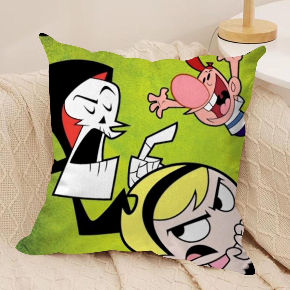 B-Billy & Mandy'sAdventure Cushion Cover Silky Short Plush Double-Sided Printed Pillow Case for Sofa All Seasons Home Decor Gift