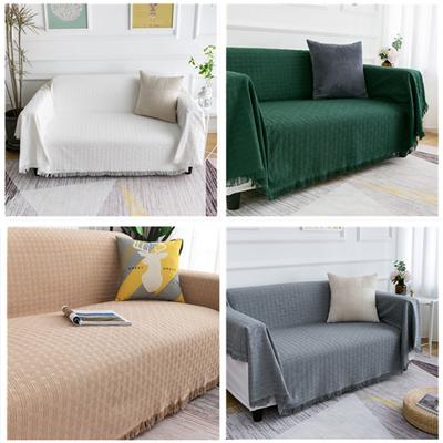 Solid Color Four Seasons Multi-purpose Tic-tac-toe Sofa Cover, Fabric Sofa Towel, Knitted Thickened Jacquard Blanket