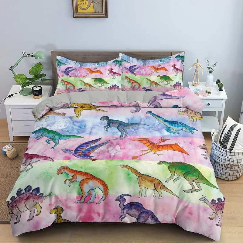 Cartoon Dinosaur Duvet Cover King Queen Size Jurassic World Theme Bedding Set Kids Ancient Animals 2/3pcs Polyester Quilt Cover